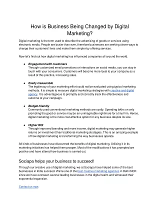 How is Business Being Changed by Digital Marketing