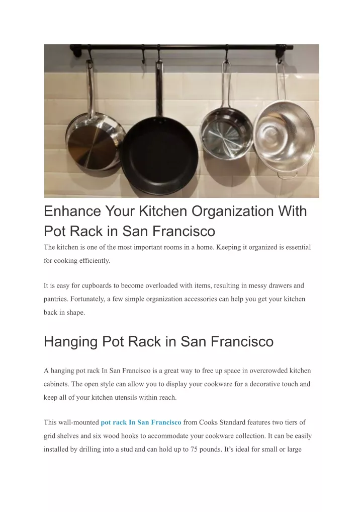 enhance your kitchen organization with pot rack
