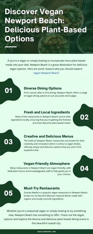 Discover vegan Newport Beach delicious plant-Based options