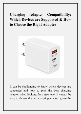 Charging Adapter Compatibility- Which Devices are Supported & How to Choose the Right Adapter-