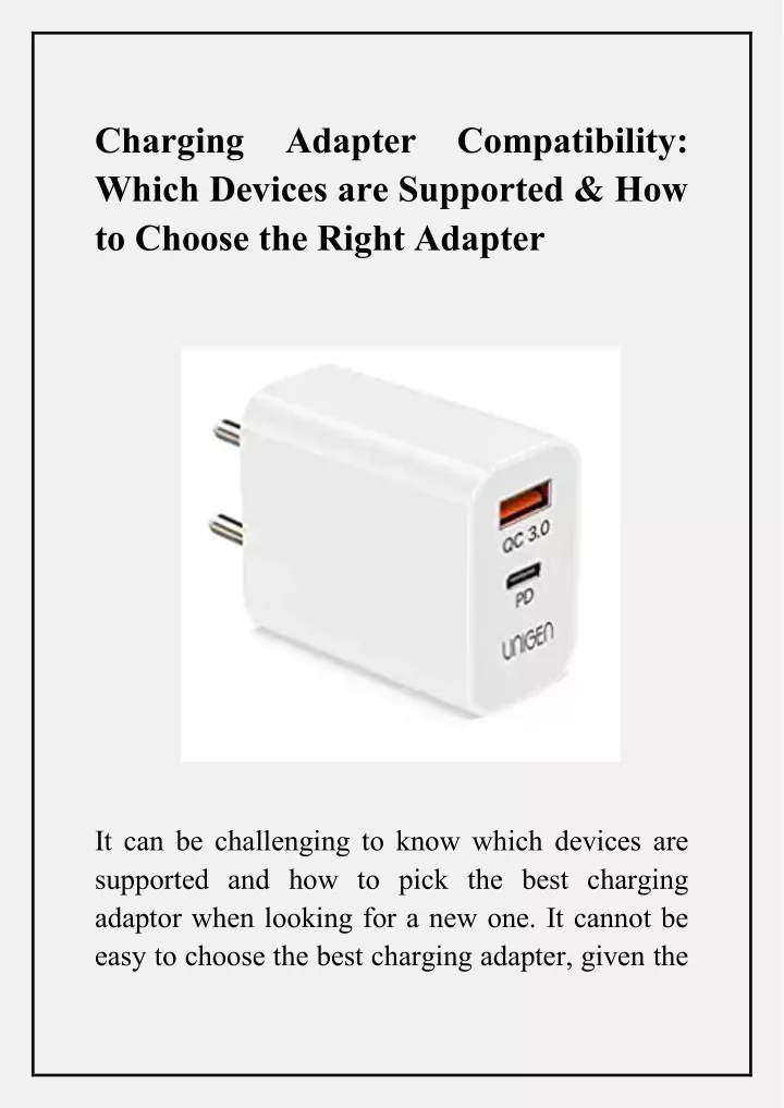 charging adapter compatibility which devices