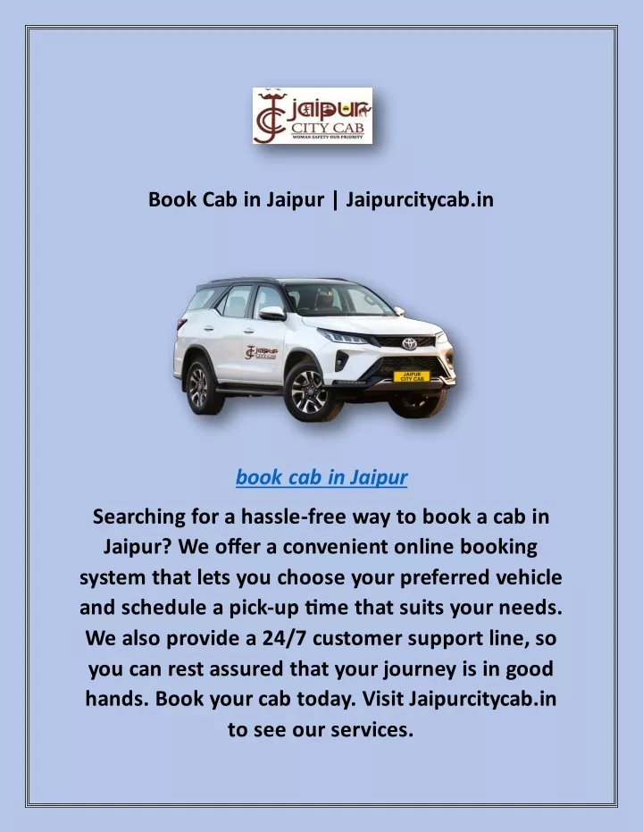book cab in jaipur jaipurcitycab in