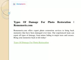 Types Of Damage For Photo Restoration  Rememorie.com