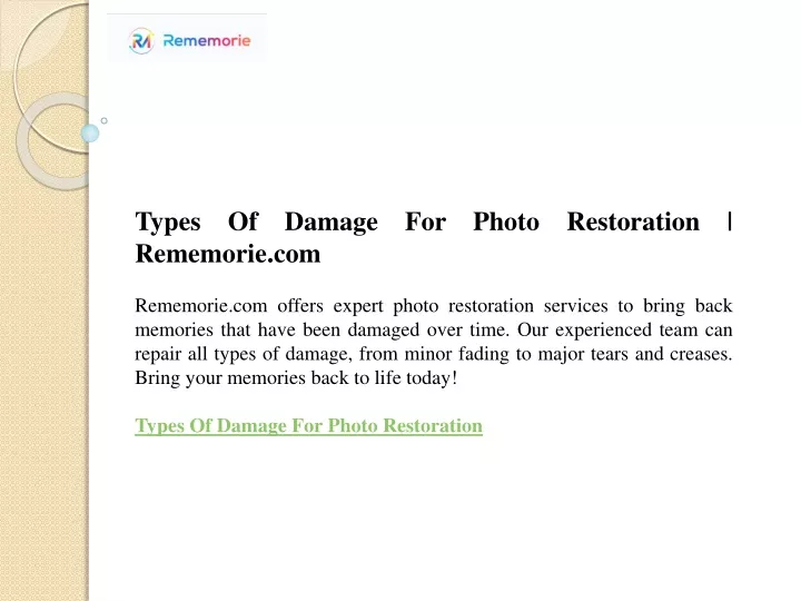 types of damage for photo restoration rememorie