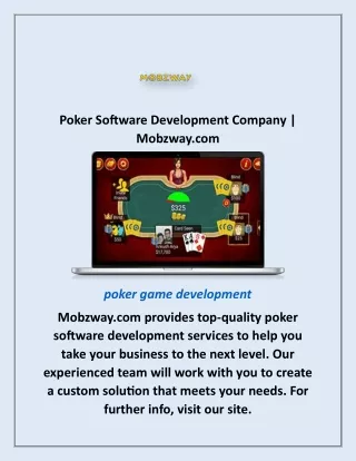 Poker Game Development Company | Mobzway.com