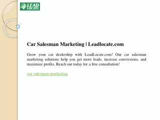 Car Salesman Marketing  Leadlocate.com