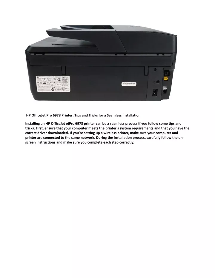 hp officejet pro 6978 printer tips and tricks