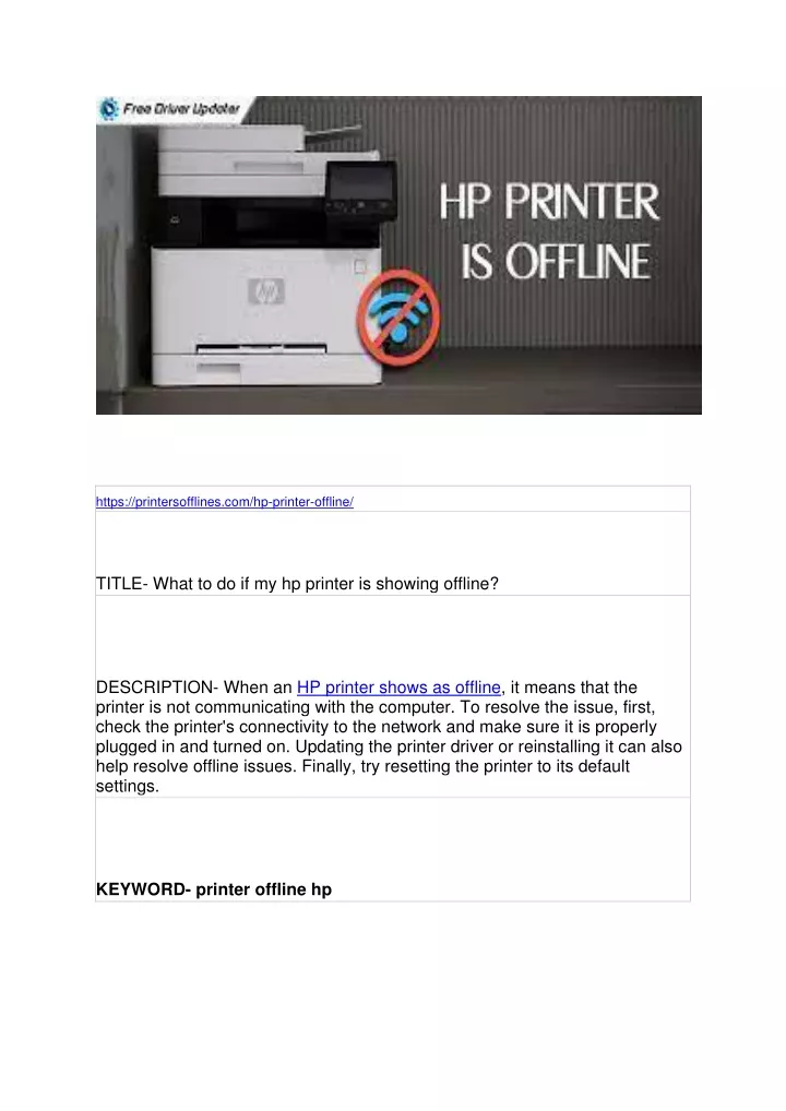 https printersofflines com hp printer offline