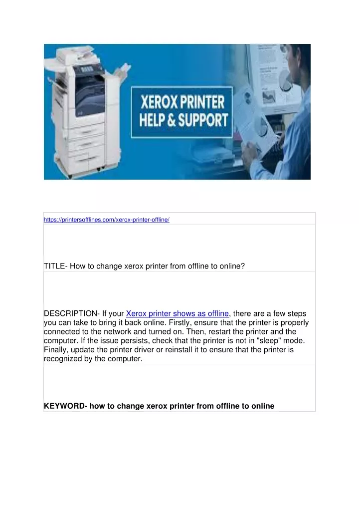 https printersofflines com xerox printer offline