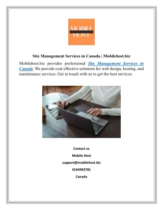 Site Management Services in Canada  Mobilehost.biz