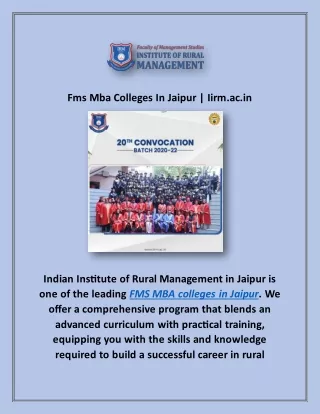 fms mba colleges in jaipur iirm ac in