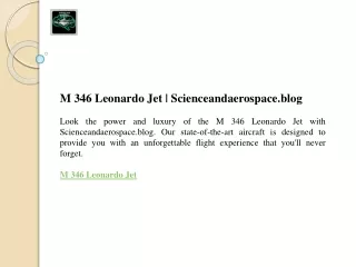 M 346 Leonardo Jet  Scienceandaerospace.blog