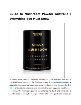 Guide to Mushroom Powder Australia | Everything You Must Know