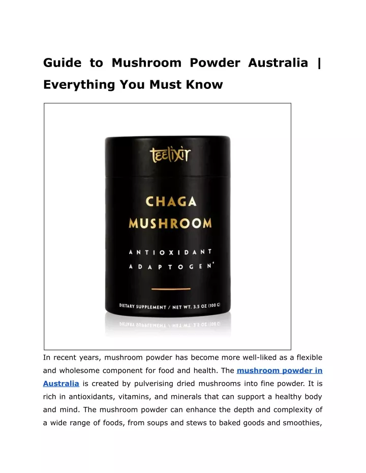 guide to mushroom powder australia