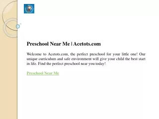 Preschool Near Me  Acetots.com