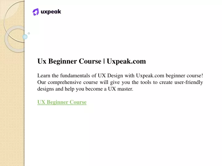 ux beginner course uxpeak com learn