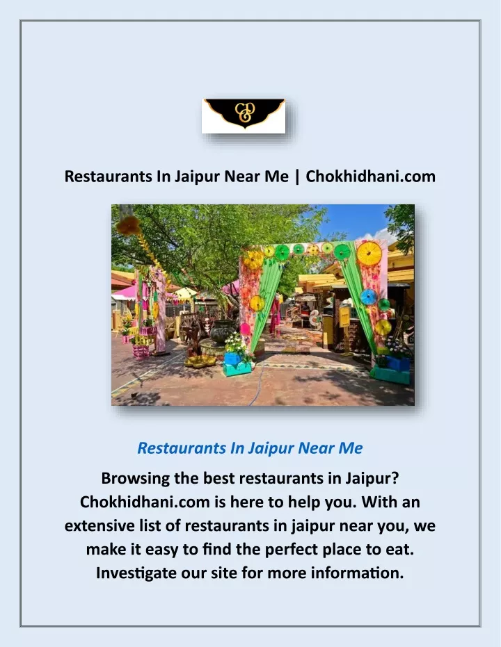 restaurants in jaipur near me chokhidhani com