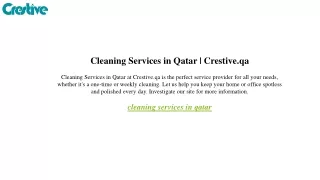 Cleaning Services in Qatar  Crestive.qa