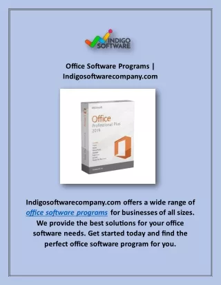 office software programs indigosoftwarecompany com