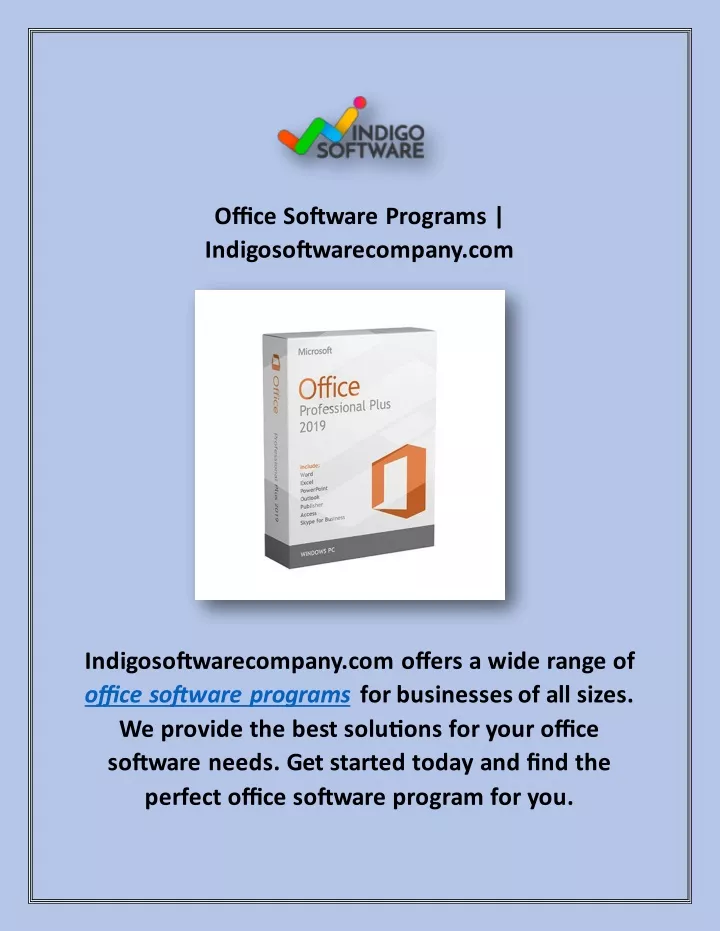 office software programs indigosoftwarecompany com