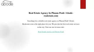 Real Estate Agency In Phnom Penh Abode-realestate.com