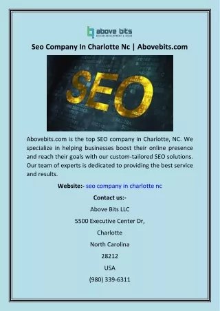 Seo Company In Charlotte Nc  Abovebits