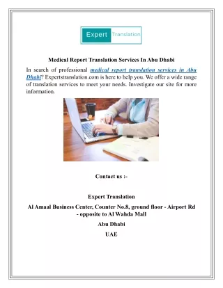 Medical Report Translation Services In Abu Dhabi  Expertstranslation