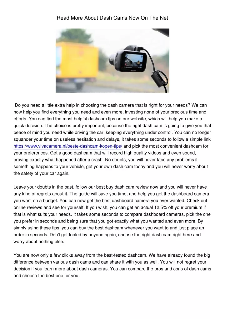 read more about dash cams now on the net