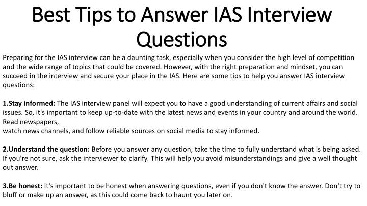 best tips to answer ias interview best tips