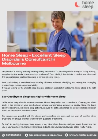 Home Sleep - Excellent Sleep Disorders Consultant In Melbourne
