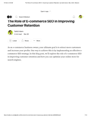 The Role of E-commerce SEO in Improving Customer Retention _ by Saiful Islam _ Mar, 2023 _ Medium