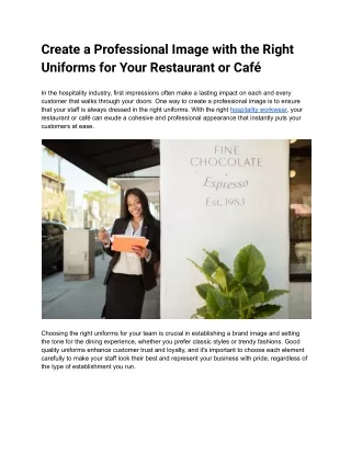 Create a Professional Image with the Right Uniforms for Your Restaurant or Café