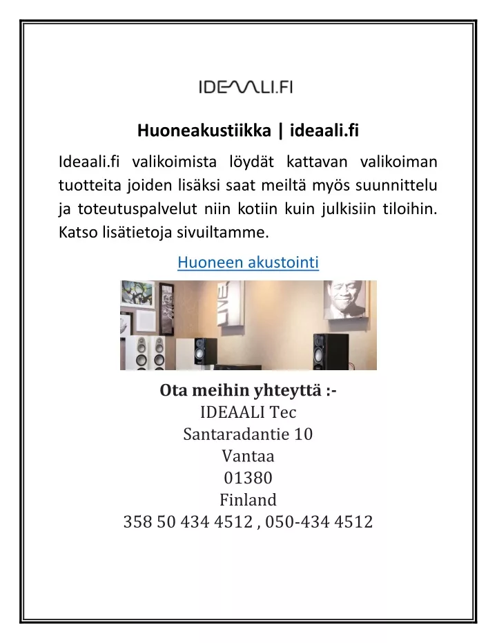 huoneakustiikka ideaali fi