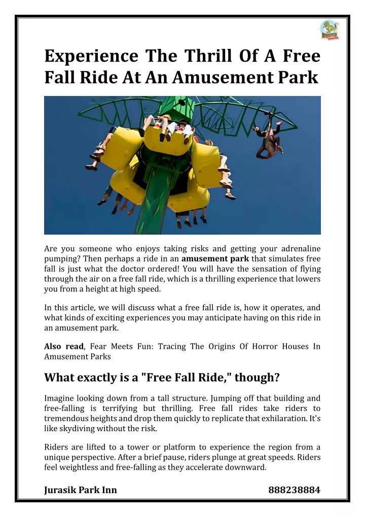 experience the thrill of a free fall ride