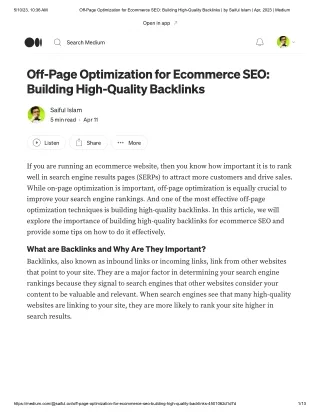 Off-Page Optimization for Ecommerce SEO_ Building High-Quality Backlinks _ by Saiful Islam _ Apr, 2023 _ Medium