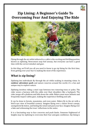 zip lining a beginner s guide to overcoming fear