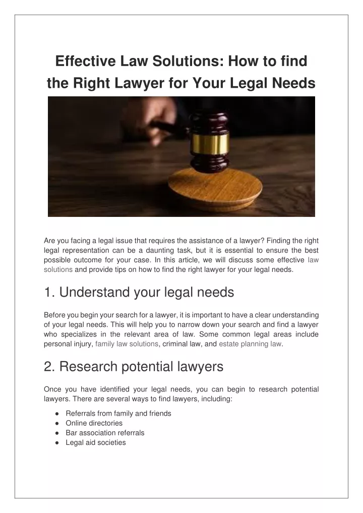 effective law solutions how to find the right