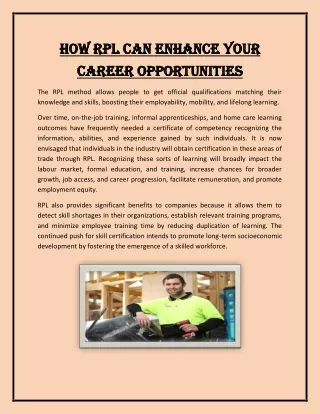 How RPL can enhance your career opportunities