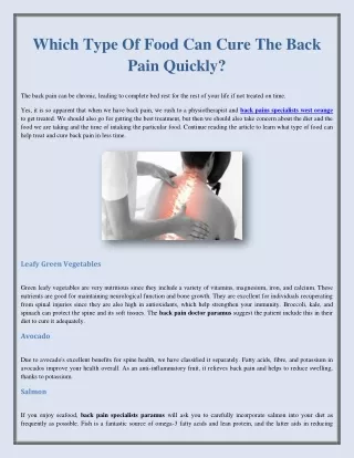 Which Type Of Food Can Cure The Back Pain Quickly?