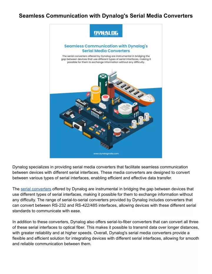 seamless communication with dynalog s serial