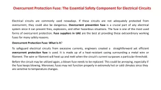 overcurrent protection fuse the essential safety