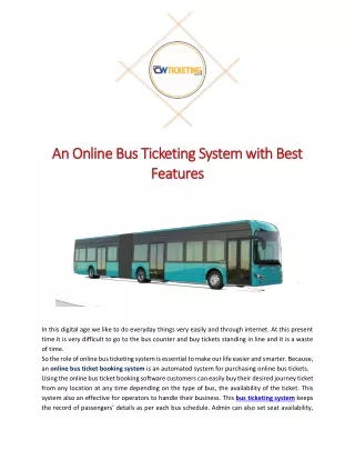 An Online Bus Ticketing System with the Best Features