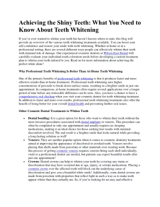 Achieving the Shiny Teeth What You Need to Know About Teeth Whitening