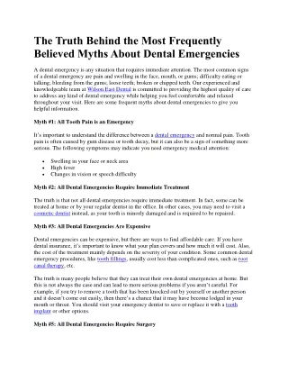 The Truth Behind the Most Frequently Believed Myths About Dental Emergencies