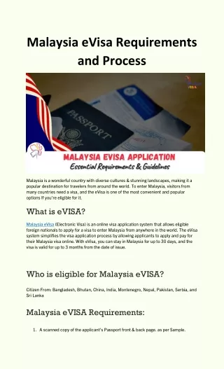 Malaysia eVisa Requirements and Step-by-Step Process