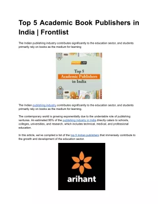 Top 5 Academic Book Publishers in India | Frontlist