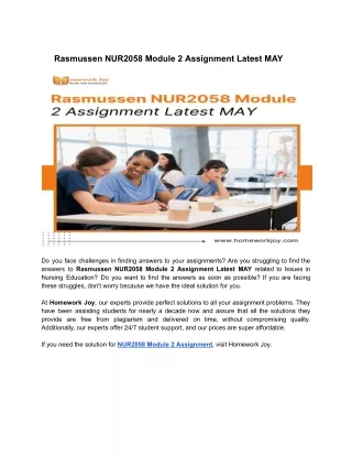 Rasmussen NUR2058 Module 2 Assignment Latest MAY