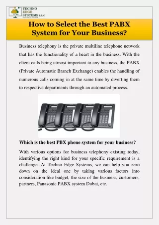 How to Select the Best PABX System for Your Business?