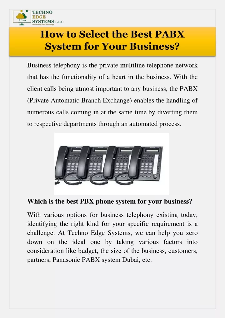 how to select the best pabx system for your