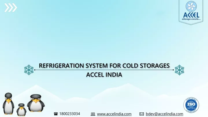 refrigeration system for cold storages accel india